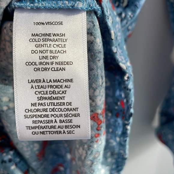 Beachlunchlounge Blue 3/4 Sleeve Tie Front Viscose  Blouse Medium - Picture 12 of 15